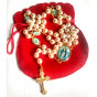 Chapelet perles et image de la Vierge de la rue du Bac - Pochette rouge