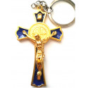 Porte-clé Croix de Saint Benoit bleu