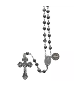 Le chapelet du combat en hématite avec Médaille miraculeuse et médaille de Saint Benoît - 1825.BE
