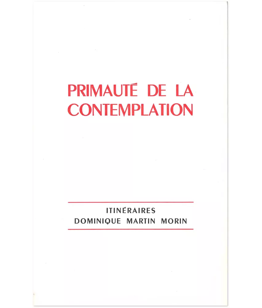 Primauté de la contemplation