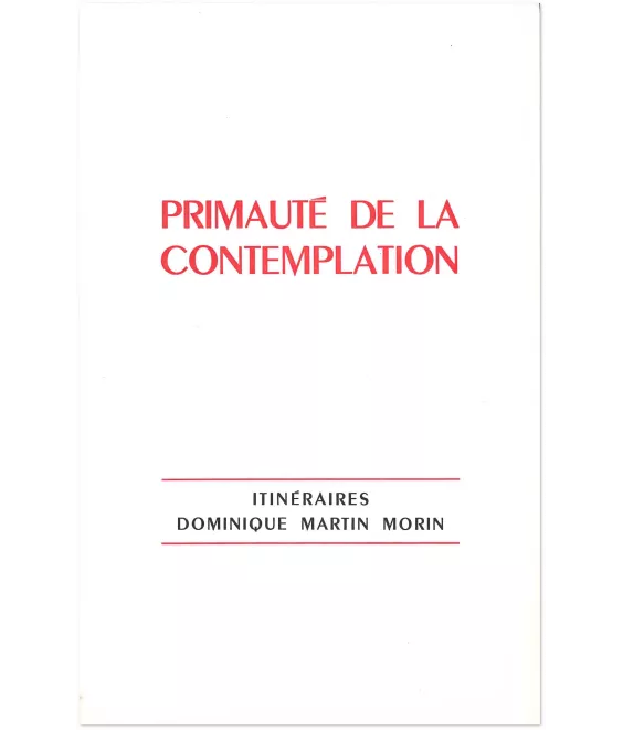 Primauté de la contemplation