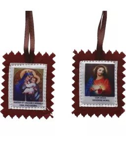 Scapulaire de Notre-Dame du Mont-Carmel - Cordon marron - 1606.H5