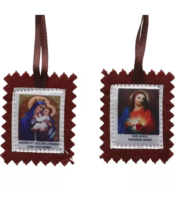 Scapulaire de Notre-Dame du Mont-Carmel - Cordon marron - 1606.H5
